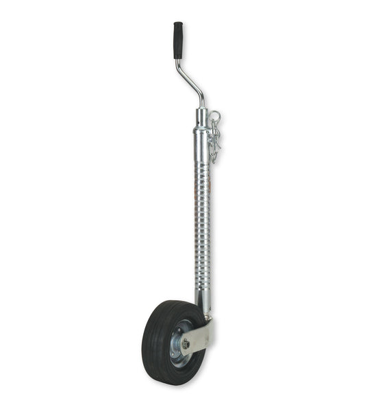 Heavy Duty Jockey Wheel. 48mm Ribbed. Extended slim line handle