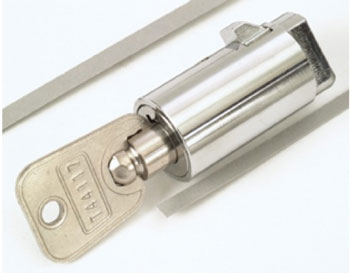 Lock mechanism with key on a white background